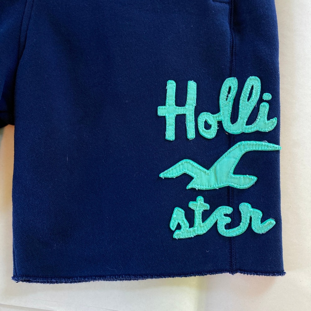 Hollister Embroidered Jogger Sweat Shorts Drawstring Blue Green Y2K (Size M) - Picture 2 of 11